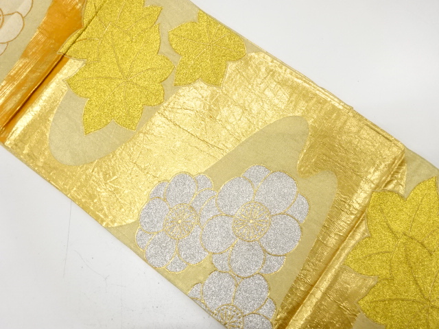 JAPANESE KIMONO / ANTIQUE FUKURO OBI / SILK / WOVEN UME